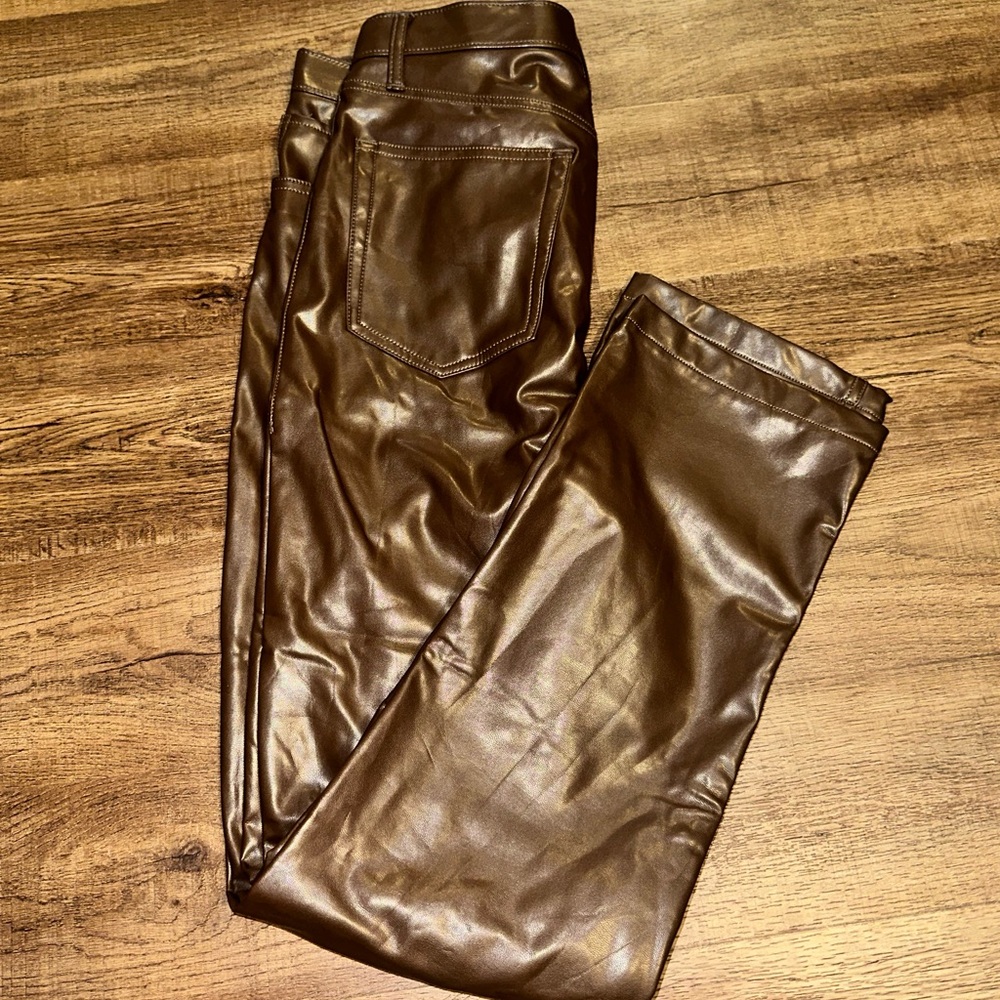 Women's Brown Leather pants - Picture 4 of 5